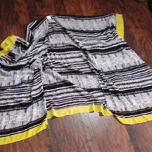 Black and White Striped Kimono with Yellow Trim